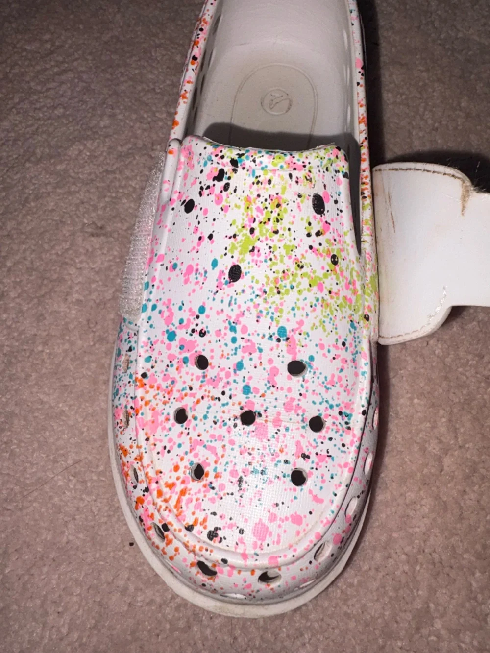 Sperry Kids White Paint-Splatter Dock/Water Shoes with Pink Accents